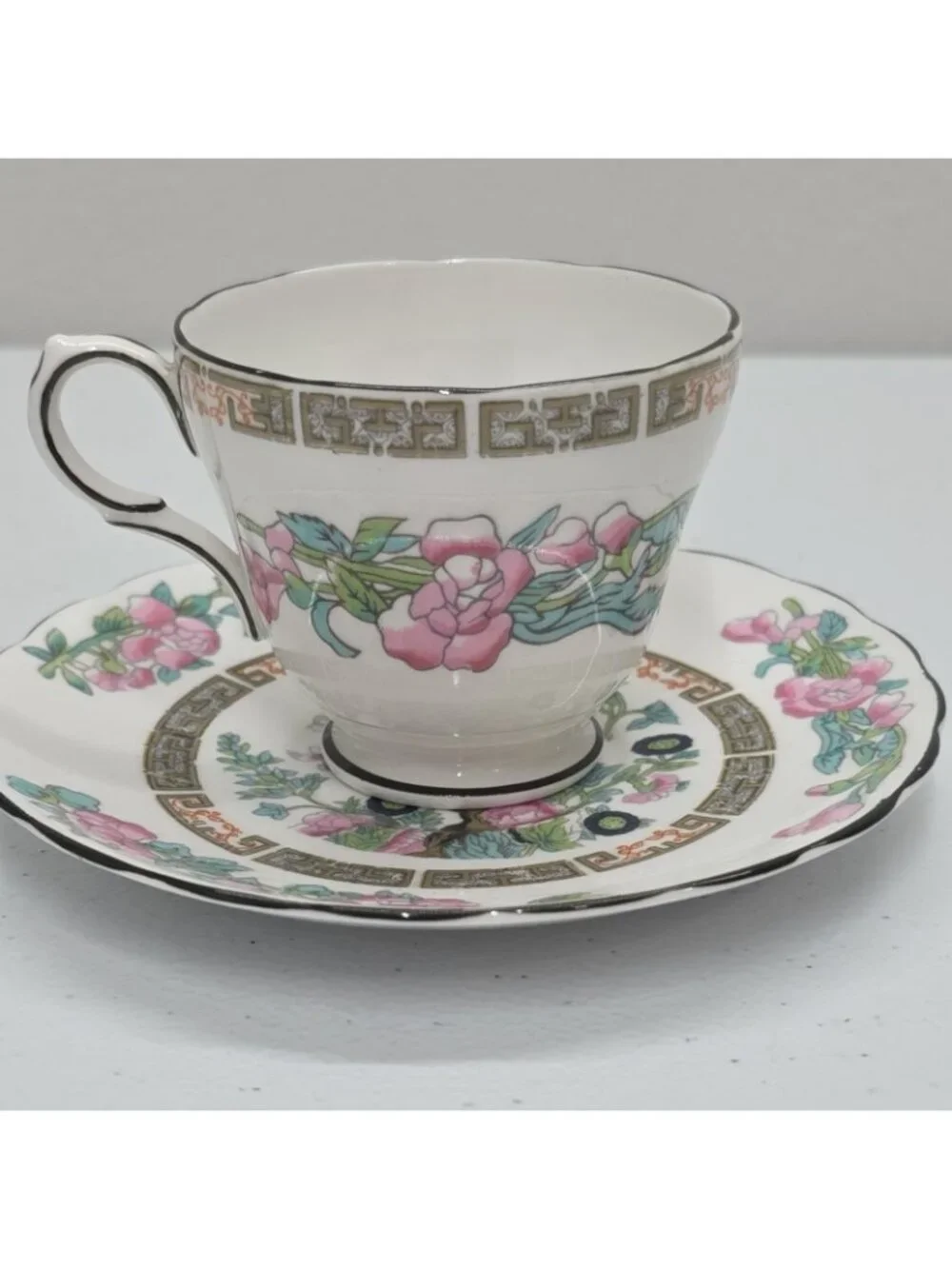 Grosvenor Bone China Indian Tree Demitasse Cup & Saucer Set Made In England 50's